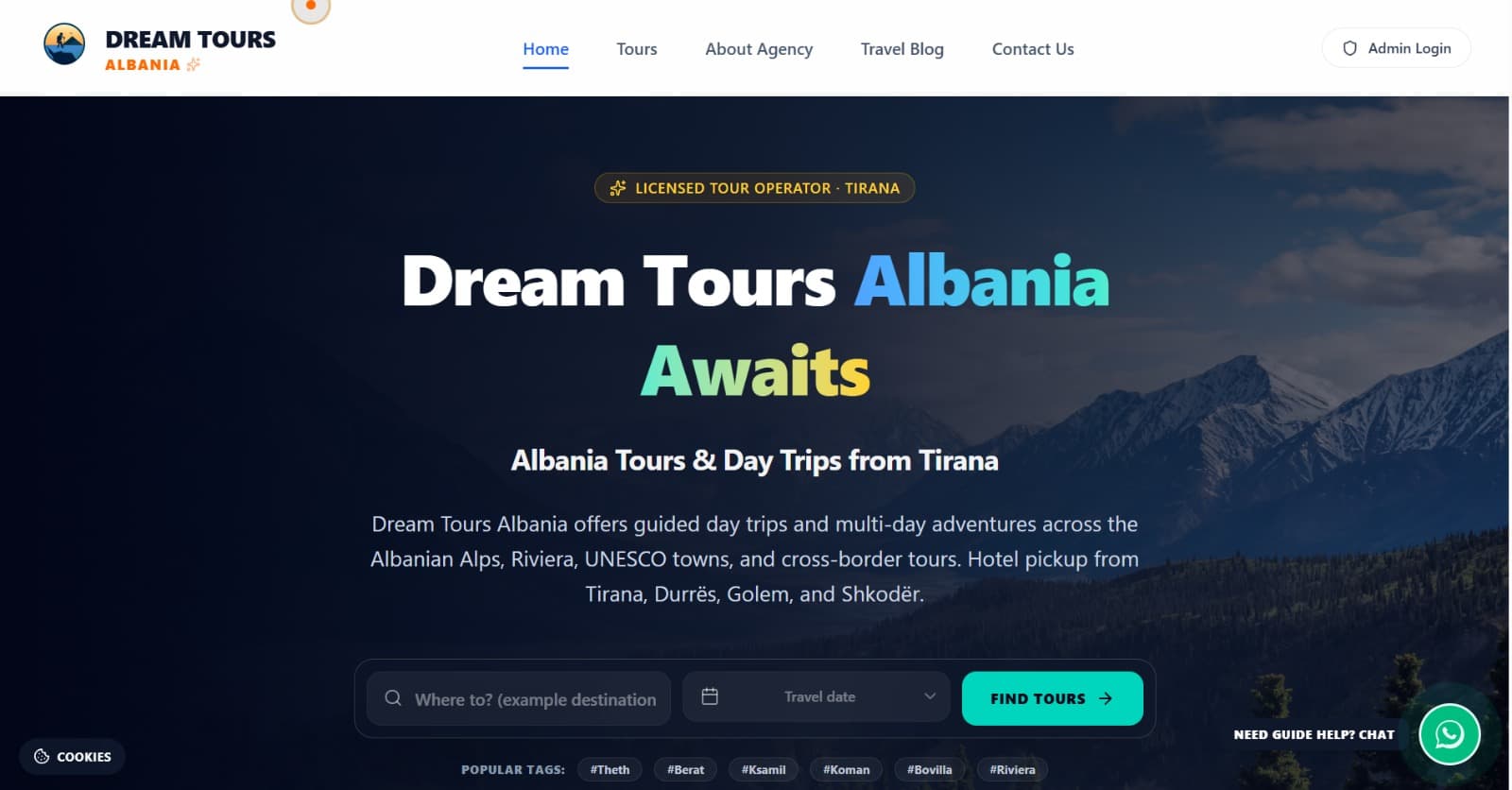 Dream Tours Albania - Built a full-stack tour booking platform for a lic